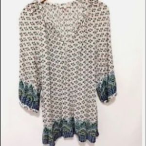 Womens Artisan NY Print Tunic Top Plus 1X 52” bust